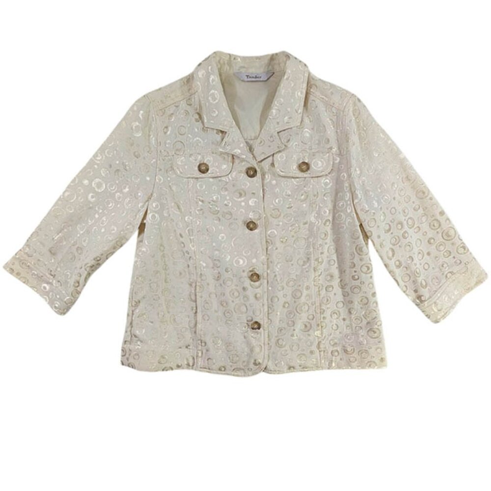 Tan Jay Champagne Shimmer Jacket Womens 12 Mob Wife Mother of‎ the Bride Elegant